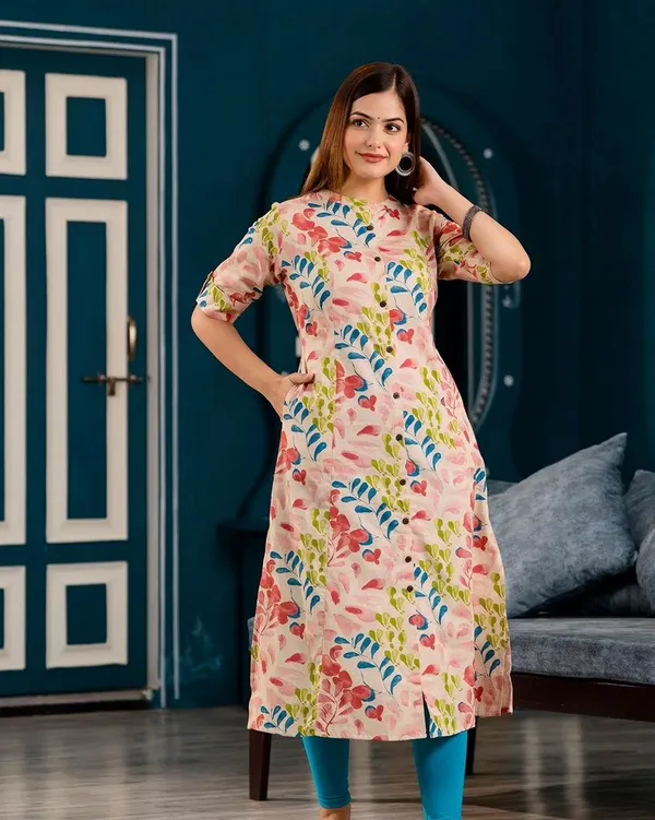 Imported__Digital_Printed_Pink_Cotton_Princess_Cut_Kurti
