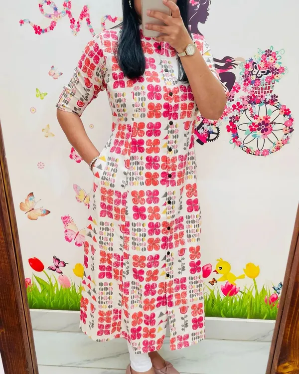 Imported__Digital_Printed_Pink_Cotton_Princess_Cut_Kurti