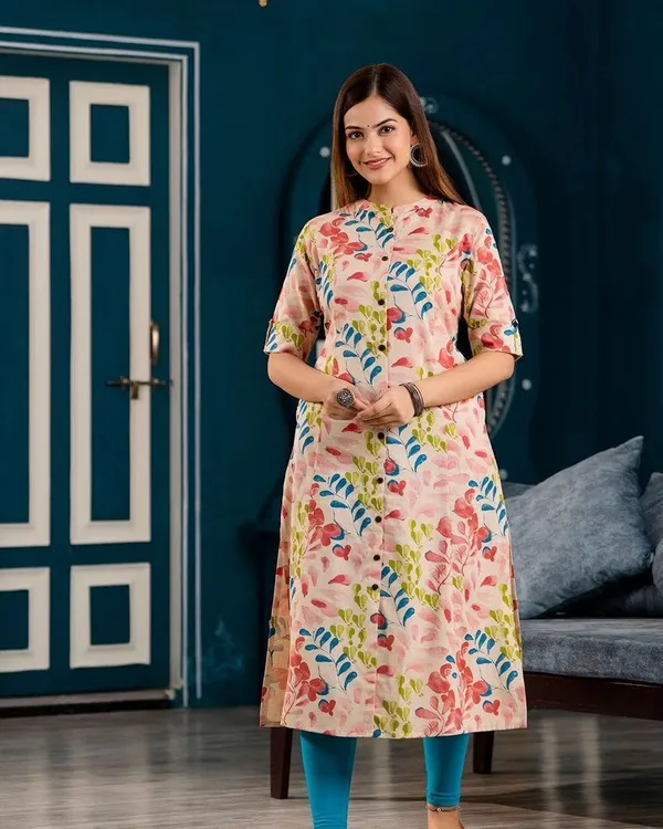 Imported__Digital_Printed_Pink_Cotton_Princess_Cut_Kurti