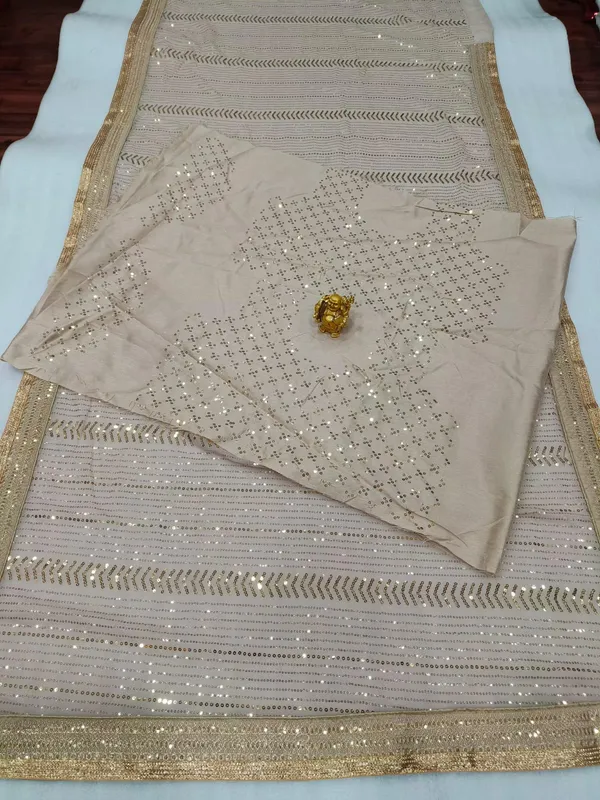 Georgette_Gold_Sequence_Work_Saree_With_Lace_Embroidery