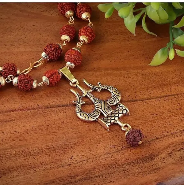 7-Mukhi-Gold-Plated-Trishul-Rudraksha-Mala-with-Pendant