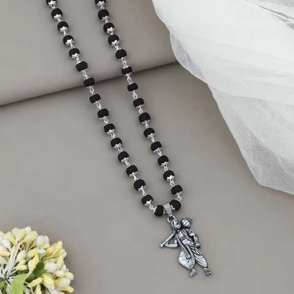 Karungli_Wood_Orignal_Silver_Cap_mala_with_Lord_Hanuman_Pendent_54_bead