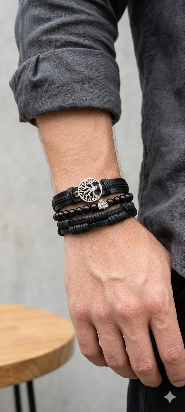 Lavisho_Pu_Leather_Bracelet_for_Men_Black_|_Leather_Bracelet_for_boys_Clasp_Leather_Mens_Beads_Bracelet_Daily_&_party_wear