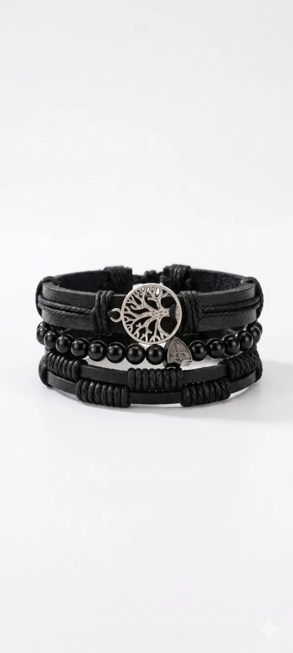 Lavisho_Pu_Leather_Bracelet_for_Men_Black_|_Leather_Bracelet_for_boys_Clasp_Leather_Mens_Beads_Bracelet_Daily_&_party_wear