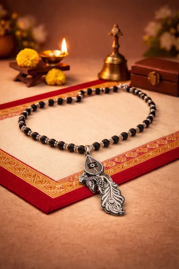 Premium_Black_Ebony_Karungali_Beads_Peacock_Design_Pendant_Mala_Spiritual_Shiv_Symbol_Necklace