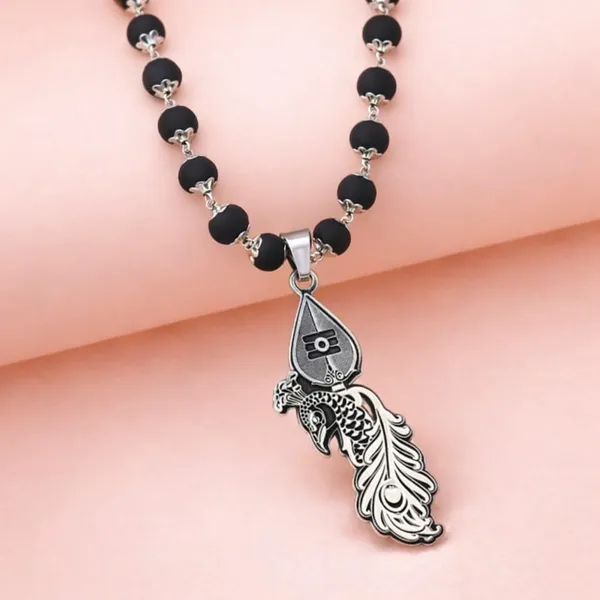 Premium_Black_Ebony_Karungali_Beads_Peacock_Design_Pendant_Mala_Spiritual_Shiv_Symbol_Necklace