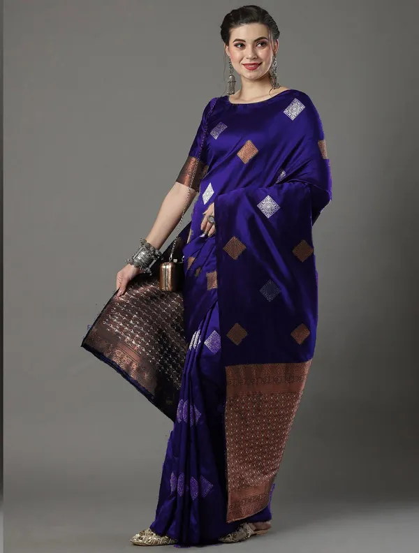 Beautiful_Blue_Soft_Silk_Saree_With_Hypnotic_Blouse_Piece