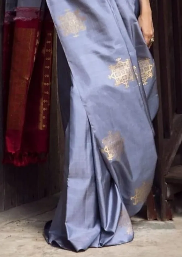 Blooming_Grey_Soft_Banarasi_Silk_Saree_With_Intricate_Blouse_Piece