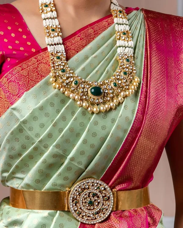 Light_Green_Woven_Dharmavaram_Silk_Blend,_Jacquard_Saree_with_Saree_Cover