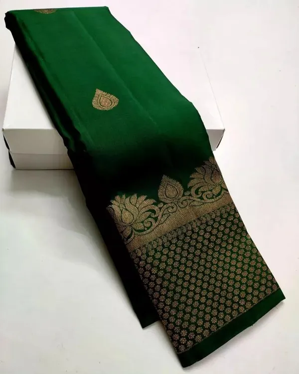 Fugacious_Green_Banarasi_Silk_Saree_With_Panoply_Blouse_Piece