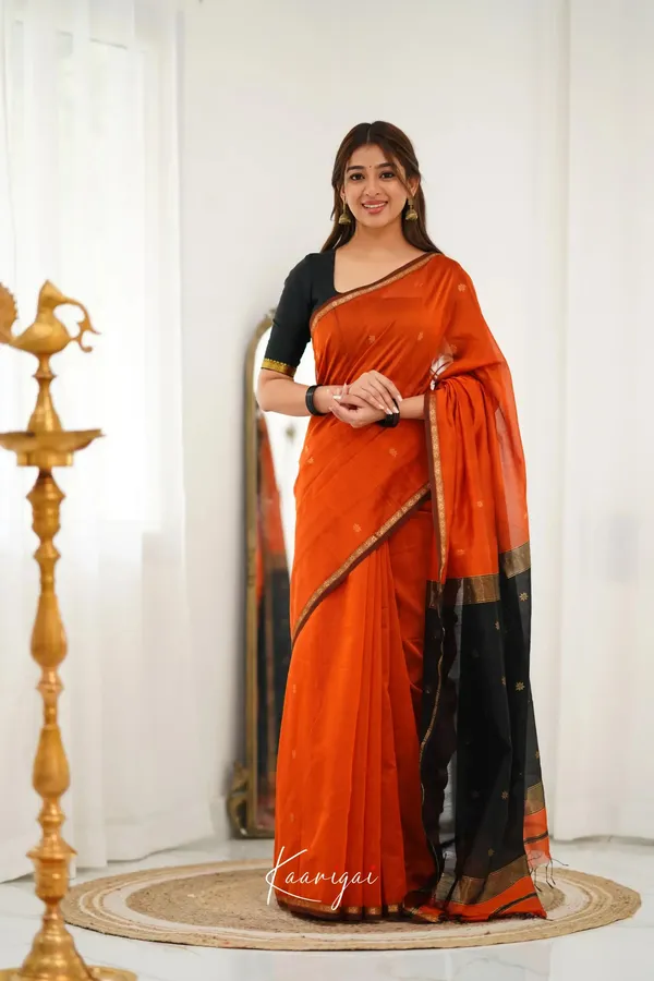 Marvellous_Orange_Soft_Silk_Saree_With_Unique_Blouse_Piece