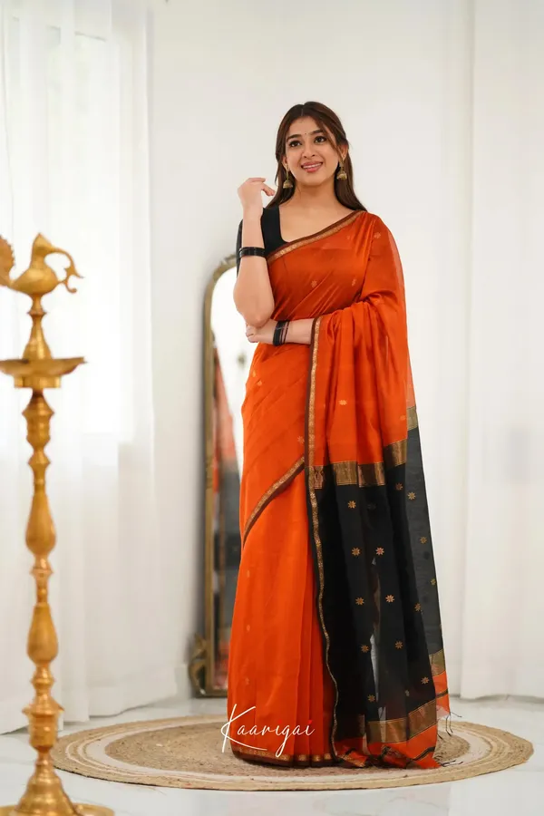 Marvellous_Orange_Soft_Silk_Saree_With_Unique_Blouse_Piece