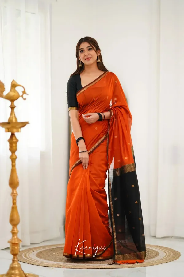 Marvellous_Orange_Soft_Silk_Saree_With_Unique_Blouse_Piece