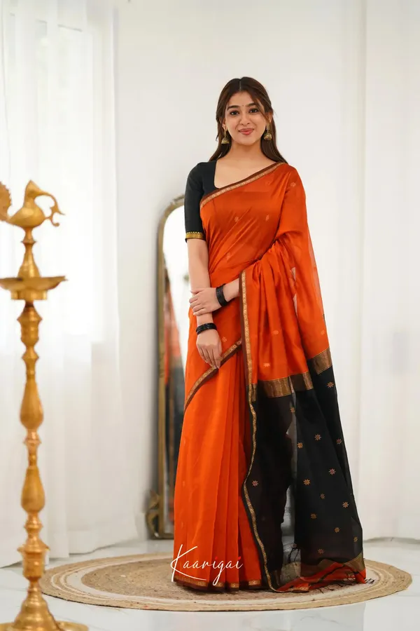Marvellous_Orange_Soft_Silk_Saree_With_Unique_Blouse_Piece