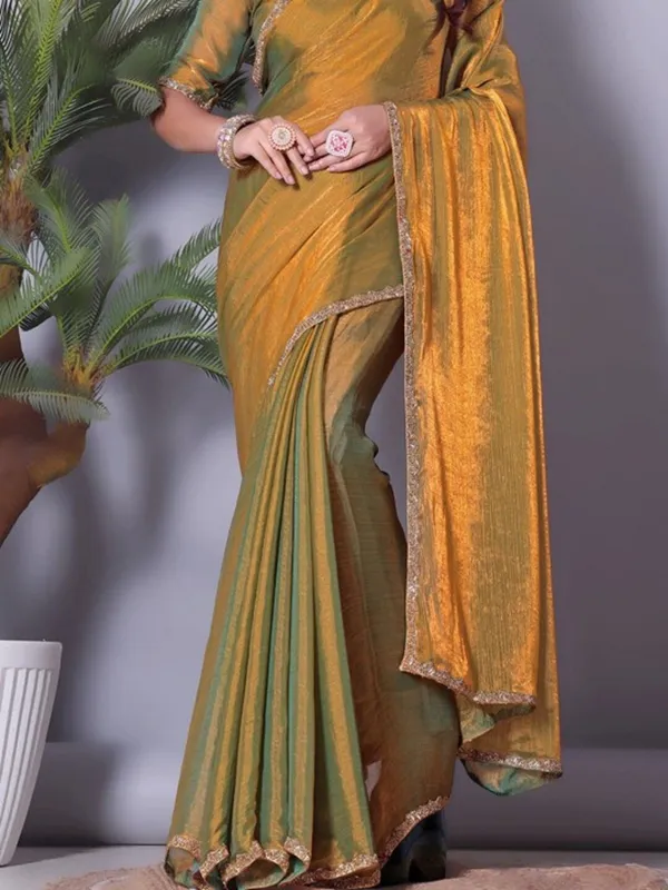Nemesis_Yellow_Embroidery_Work_Chiffon_Silk_Saree_With_Embrocation_Blouse_Piece