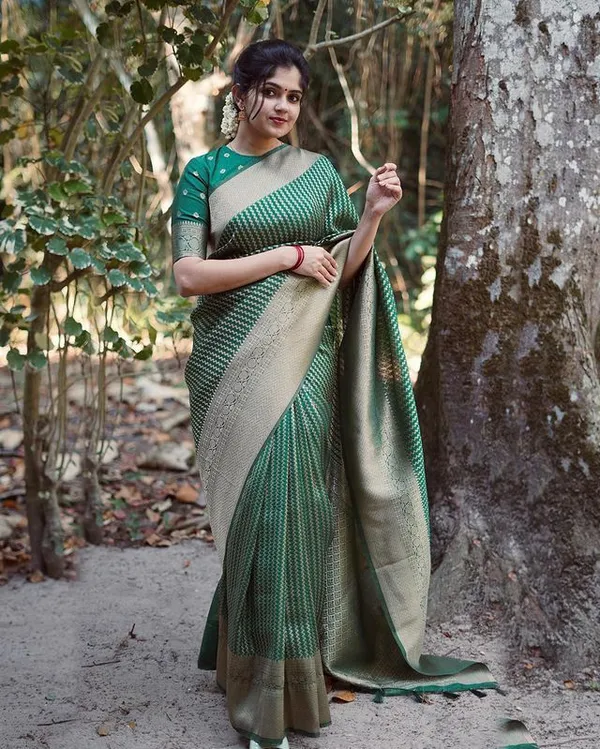 Palimpsest_Green_Kanjivaram_Silk_With_Fairytale_Blouse_Piece