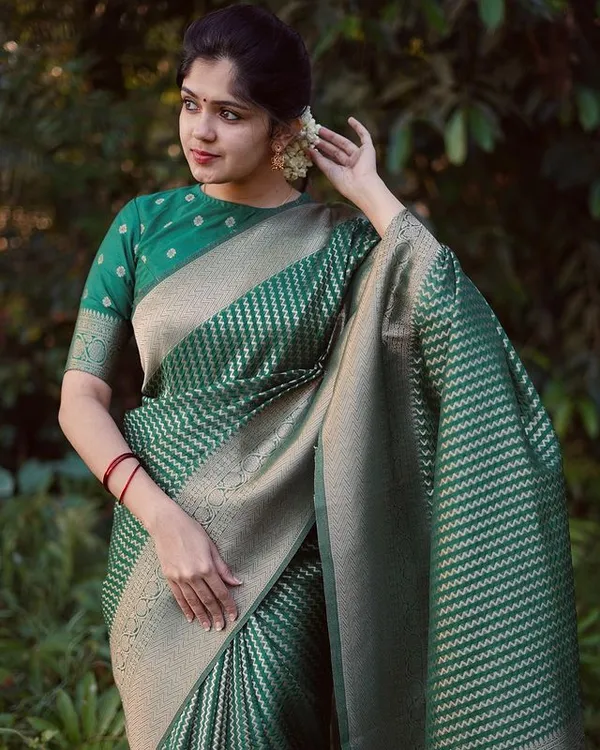 Palimpsest_Green_Kanjivaram_Silk_With_Fairytale_Blouse_Piece