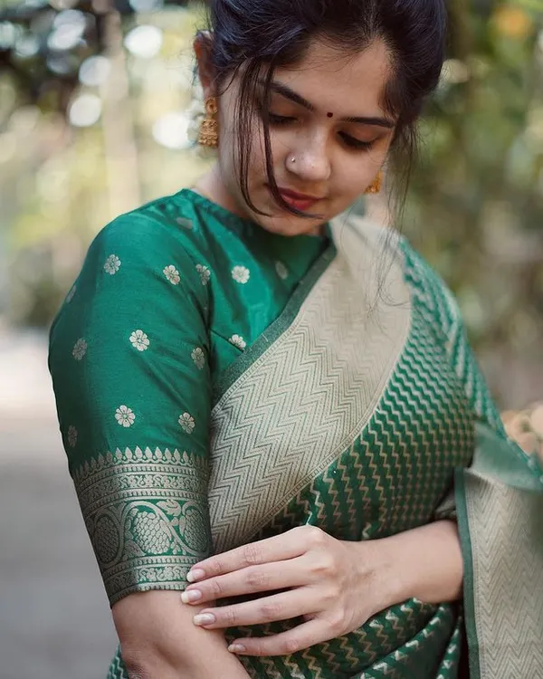 Palimpsest_Green_Kanjivaram_Silk_With_Fairytale_Blouse_Piece