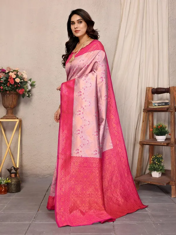 Pretty_Soft_Banarasi_Silk_Saree_With_Glorious_Blouse_Piece