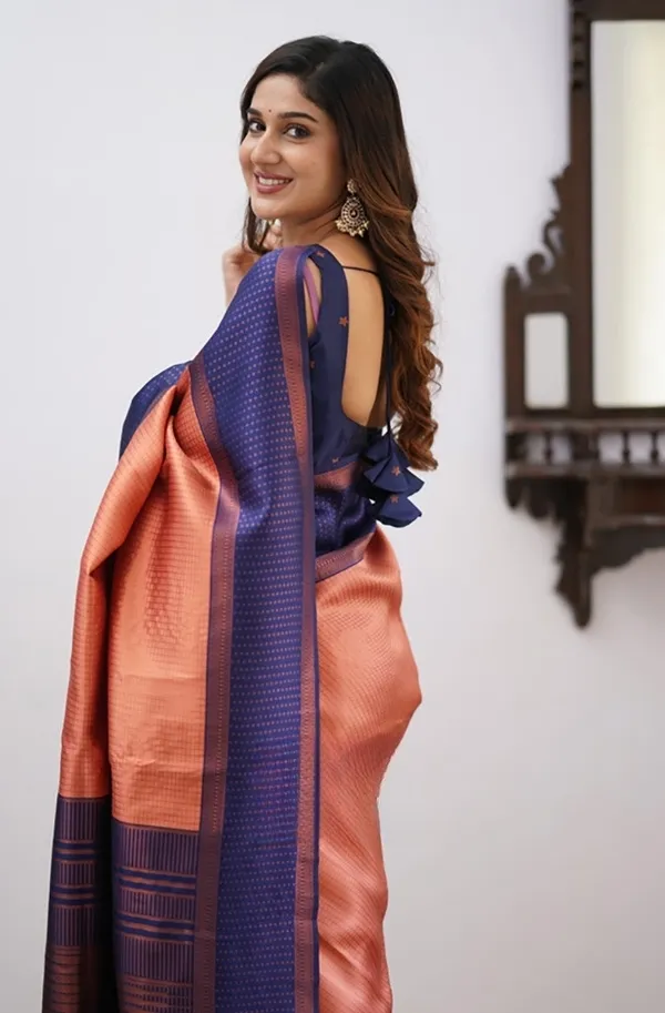 Prominent_Peach_Soft_Banarasi_Silk_Saree_With_Blissful_Blouse_Piece