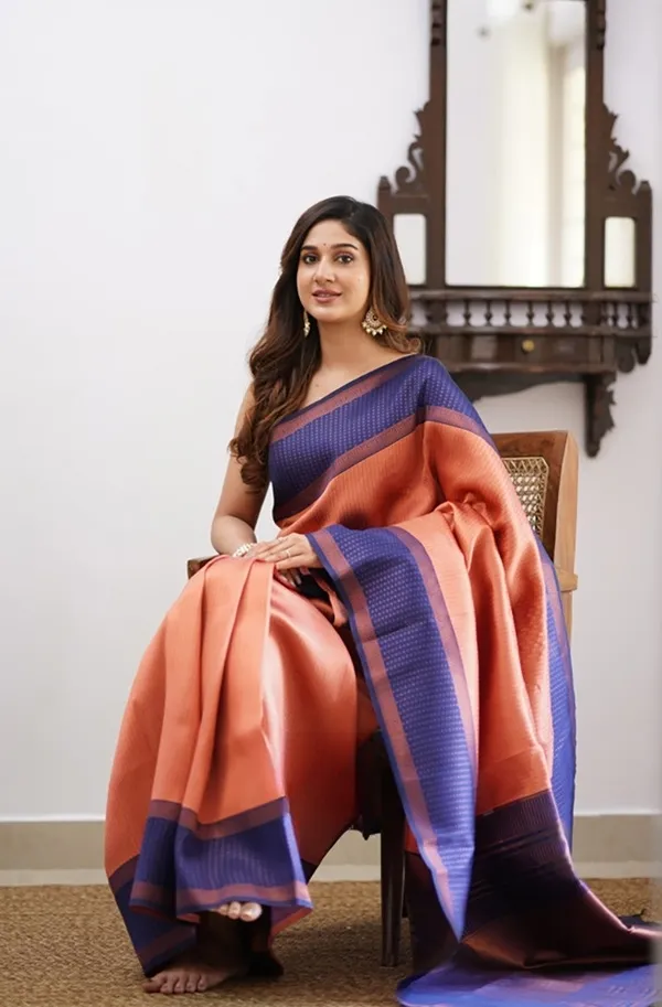 Prominent_Peach_Soft_Banarasi_Silk_Saree_With_Blissful_Blouse_Piece