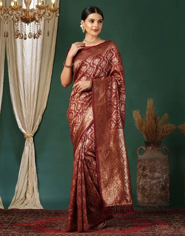 Quintessential_Maroon_Soft_Banarasi_Silk_Saree_With_Nemesis_Blouse_Piece