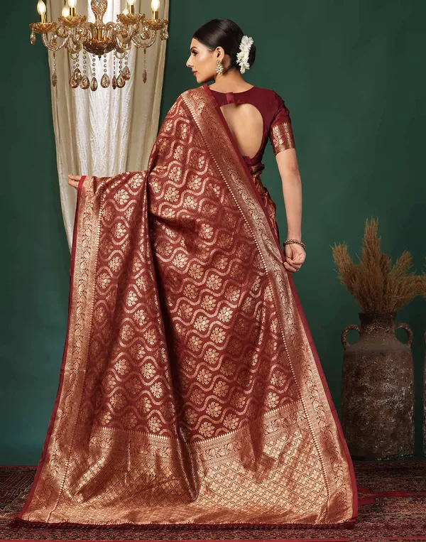 Quintessential_Maroon_Soft_Banarasi_Silk_Saree_With_Nemesis_Blouse_Piece
