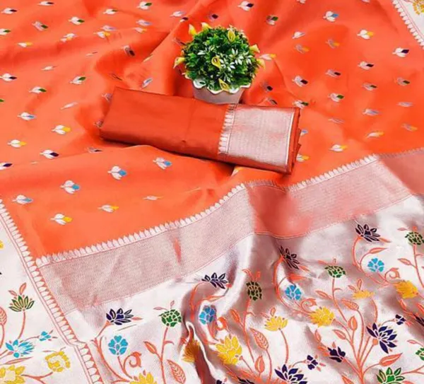Quintessential_Orange__Soft_Banarasi_Silk_Saree_With_Nemesis_Blouse_Piece