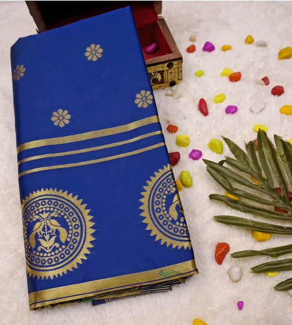 Snazzy_Navy_Blue_Pure_Banarasi_Silk_Saree_with_Magnetic_Blouse_Piece