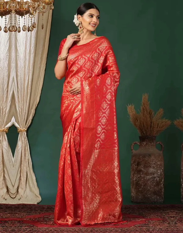 Tremendous_Red_Soft_Banarasi_Silk_Saree_With_Incomparable_Blouse_Piece