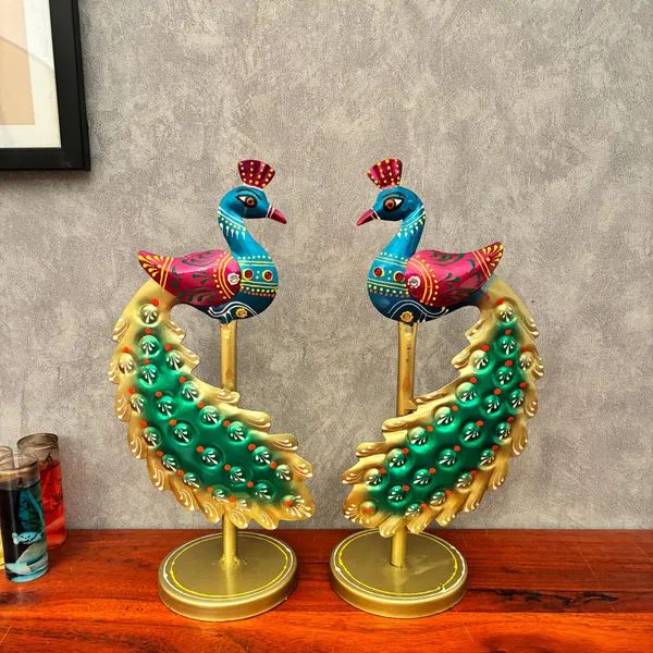 Handcrafted_Peacock_Duo_Sculpture_-_Vibrant_10-Inch_Metal_Art_for_Home_Decor_(Set_of_2)