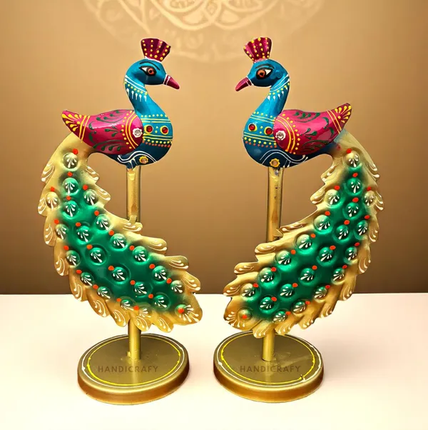 Handcrafted_Peacock_Duo_Sculpture_-_Vibrant_10-Inch_Metal_Art_for_Home_Decor_(Set_of_2)