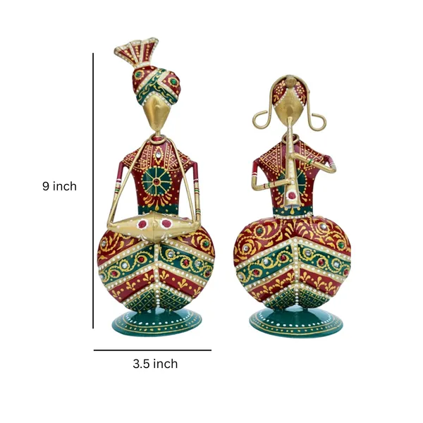 Handcrafted_Metal_Rajasthani_Tribal_Couple_Musician_Sitting_Showpiece_Set_of_2_(9_Inch)