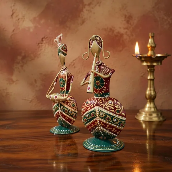 Handcrafted_Metal_Rajasthani_Tribal_Couple_Musician_Sitting_Showpiece_Set_of_2_(9_Inch)