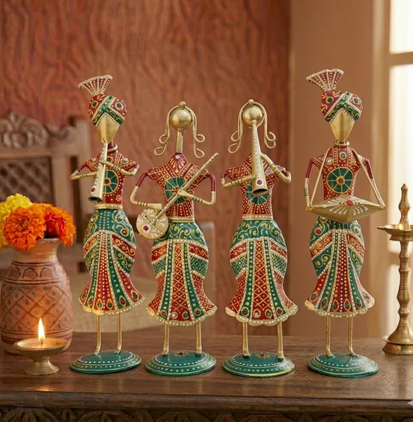 Handcrafted_Metal_Rajasthani_Tribal_Musician_Showpiece_Set_of_4_(13_Inch)