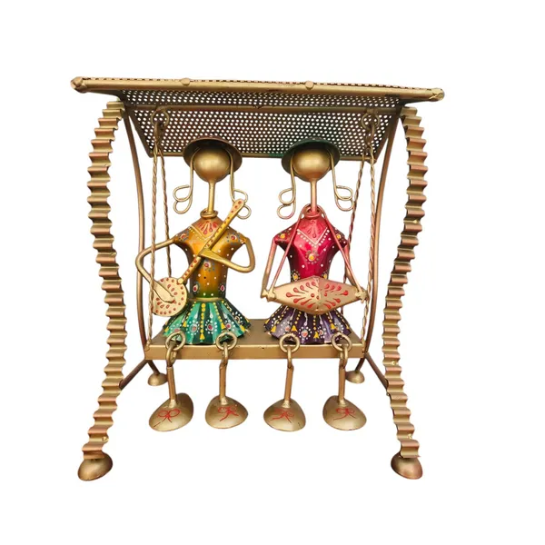 Handcrafted_Gold-Tone_Musical_Swing_Figurine_with_Colorful_Tribal_Accents