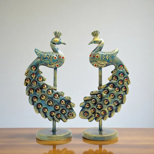Handcrafted_Metal_Peacock_Pair_Showpiece_|_Iron_Bird_Figurines_|_25_×_13_cm_Antique_Home_Decor