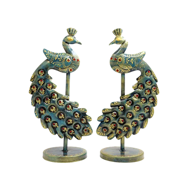 Handcrafted_Metal_Peacock_Pair_Showpiece_|_Iron_Bird_Figurines_|_25_×_13_cm_Antique_Home_Decor