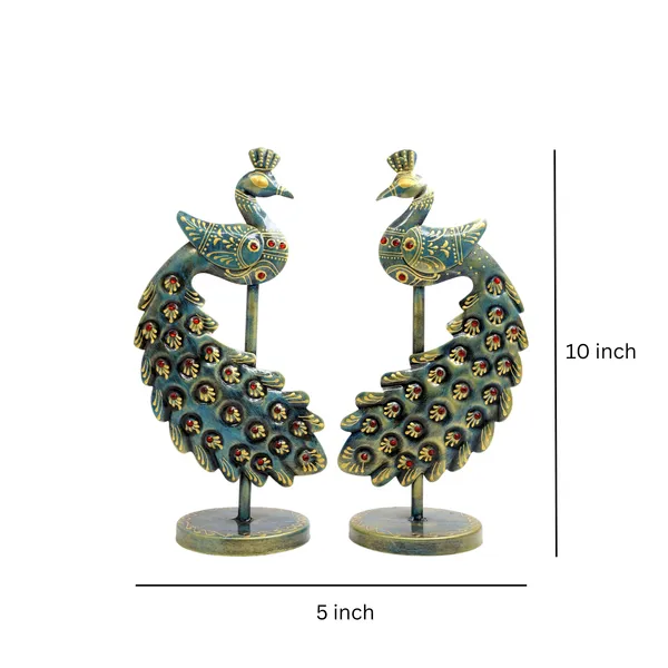 Handcrafted_Metal_Peacock_Pair_Showpiece_|_Iron_Bird_Figurines_|_25_×_13_cm_Antique_Home_Decor