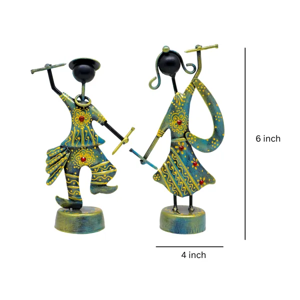 Handicrafy_Metal_Dandiya_Dancing_Couple_Showpiece_Set_of_2_|_Rustic_Blue–Gold_Handcrafted_Iron_Figurines_|_Traditional_Home_Decor_Statue_(15×_10CM_/_6_×_4_Inch)