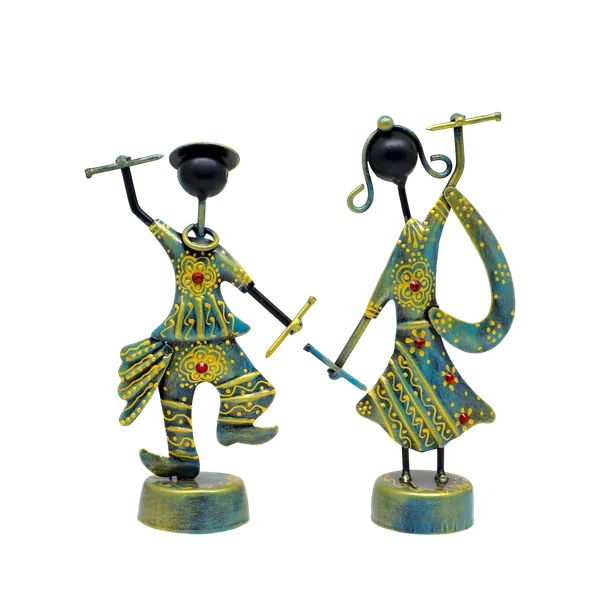 Handicrafy_Metal_Dandiya_Dancing_Couple_Showpiece_Set_of_2_|_Rustic_Blue–Gold_Handcrafted_Iron_Figurines_|_Traditional_Home_Decor_Statue_(15×_10CM_/_6_×_4_Inch)