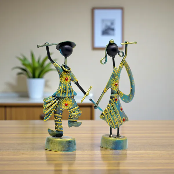 Handicrafy_Metal_Dandiya_Dancing_Couple_Showpiece_Set_of_2_|_Rustic_Blue–Gold_Handcrafted_Iron_Figurines_|_Traditional_Home_Decor_Statue_(15×_10CM_/_6_×_4_Inch)