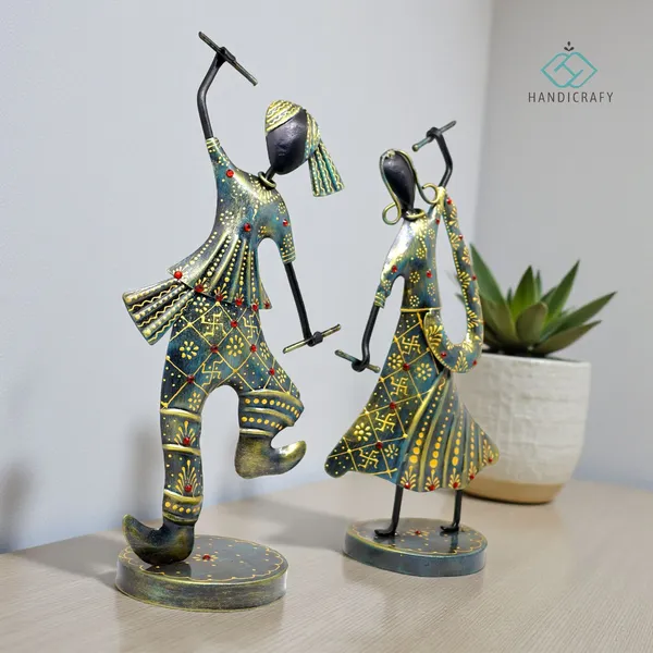 Handicrafy_Rustic_Blue_Dandiya_Dancing_Couple_Showpiece_Set_of_2_|_32_cm_Metal_Handmade_Rajasthani_Figurines_|_Ethnic_Home_Decor