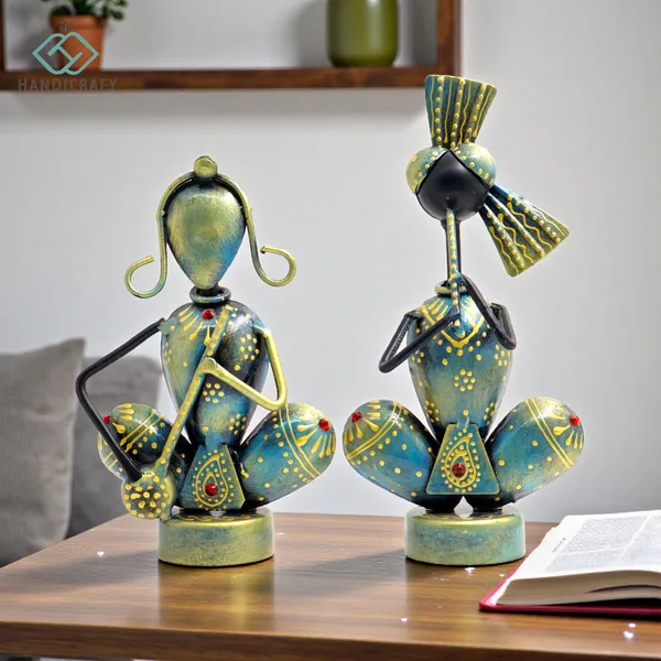 Handicrafy_Rustic_Blue_Sitting_Musician_Couple_Showpiece_Set_of_2_|_18_cm_Metal_Handmade_Figurines_|_Ethnic_Rajasthani_Home_Decor