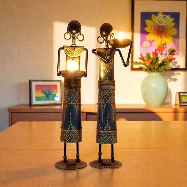 Handicrafy_Rustic_Blue_Tribal_Lady_Serving_Bowl_Figurines_–_Handcrafted_Metal_Home_Décor_Showpiece_Set
