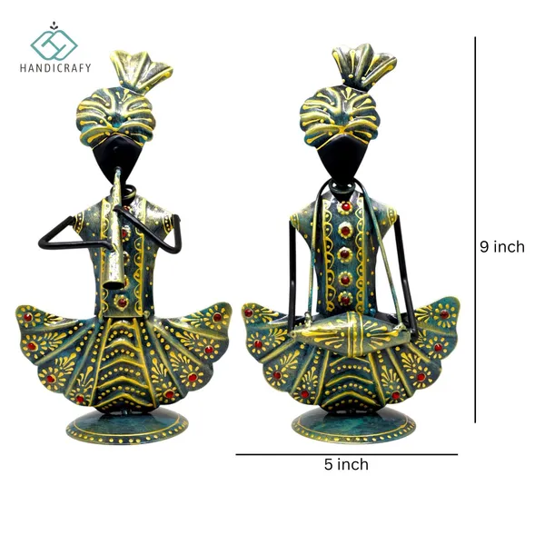 Handicrafy_Rustic_Blue_Tribal_Musician_Showpiece_Set_|_22.8_cm_Metal_Handmade_Home_Decor_Figurines_|_Ethnic_Table_Decor_Showpiece_Pair