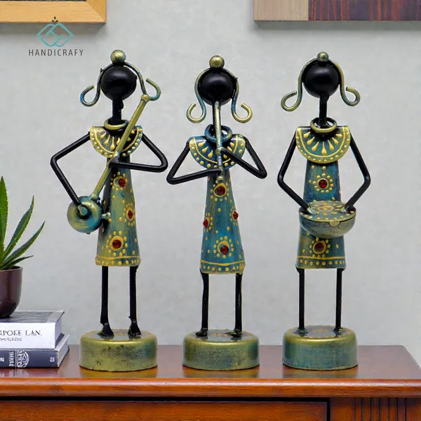 Handicrafy_Rustic_Blue_Tribal_Musician_Showpiece_Set_of_3_|_16.5_cm_Metal_Handmade_Table_Decor_Figurines_|_Ethnic_Home_Decoration_Items