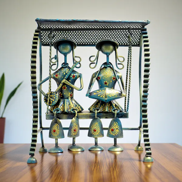 Handmade_Tribal_Couple_Metal_Swing_Showpiece_|_25_x_23_cm_Iron_Hanging_Figurine_|_Ethnic_Home_Decor_&_Gift_Item