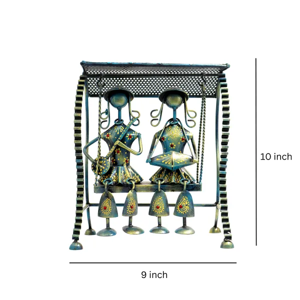 Handmade_Tribal_Couple_Metal_Swing_Showpiece_|_25_x_23_cm_Iron_Hanging_Figurine_|_Ethnic_Home_Decor_&_Gift_Item