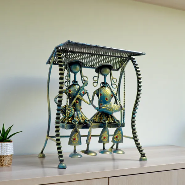 Handmade_Tribal_Couple_Metal_Swing_Showpiece_|_25_x_23_cm_Iron_Hanging_Figurine_|_Ethnic_Home_Decor_&_Gift_Item